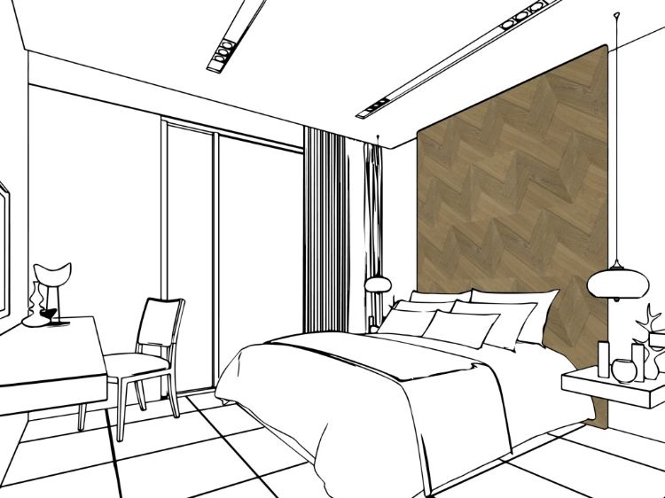 geometriska väggplattor som lägger extraordinär design väggdesign mönster former mönstrade väggbeklädnad sovrum sänggavel designprojekt