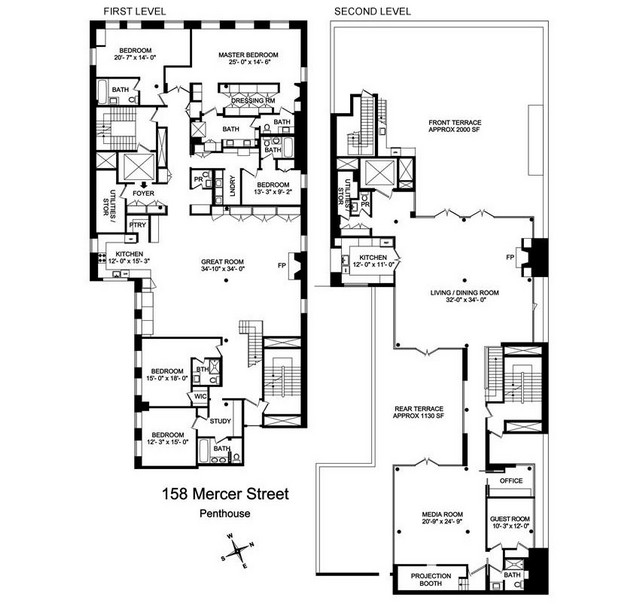 Penhaus lägenhet rum layout vy ovanför planen