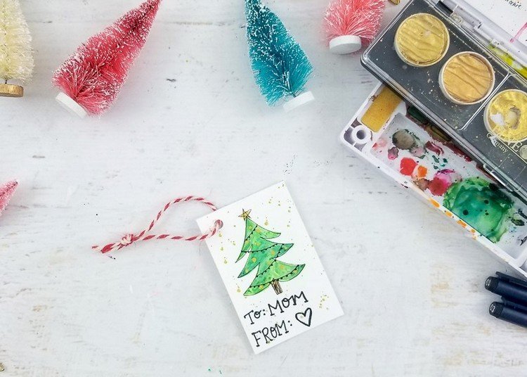 Presentkort för presenter för julfärg akvarellmålningsteknik