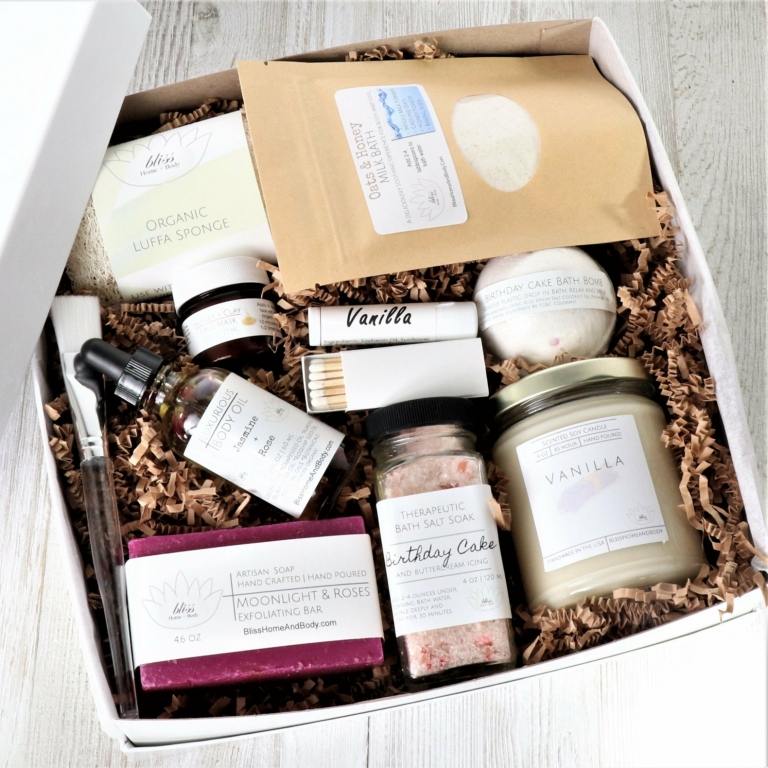 Spa -paket själv, presentidéer för kvinnor, kroppsvård, naturlig kosmetika