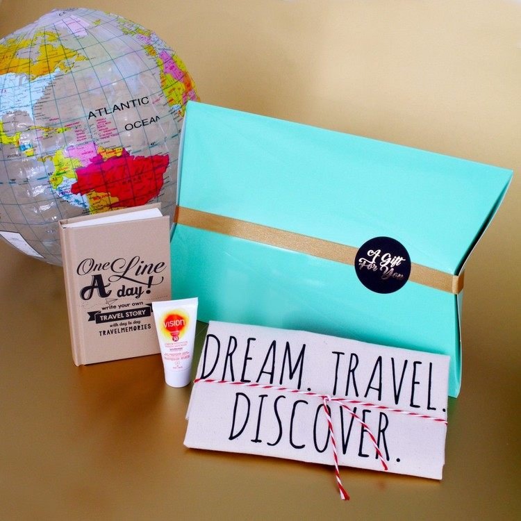 presentförpackning resekupong tinker kreativa idéer semesterkupong gör dig själv glob bok solskydd kuvert