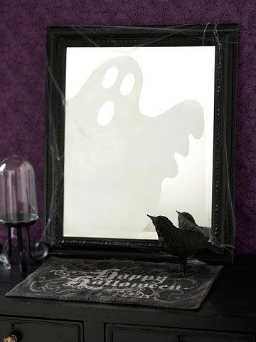 halloween spökmålning ram svart korpar
