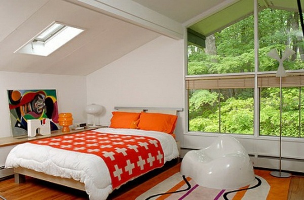 Orange-färgade accenter sovrum