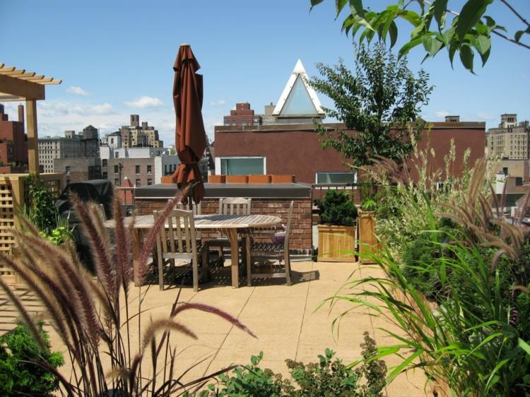 design idé balkong solskydd brun växter trädgård idé takterrass