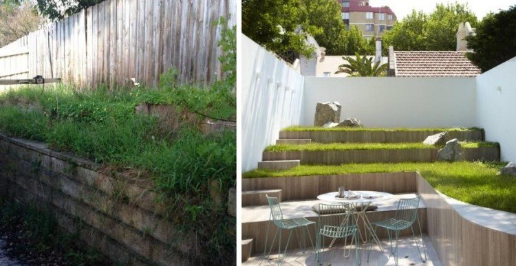 Designidéer för terrass-terrass-gräsmatta-vägg-sekretess-skydd-steg-utanför