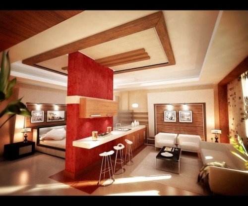 ett-rum-lägenhet-elegant-design-arrangemang