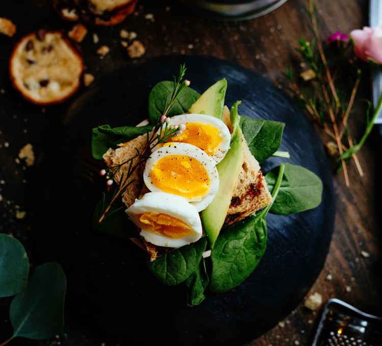 Frukostbröd spenatägg avokado