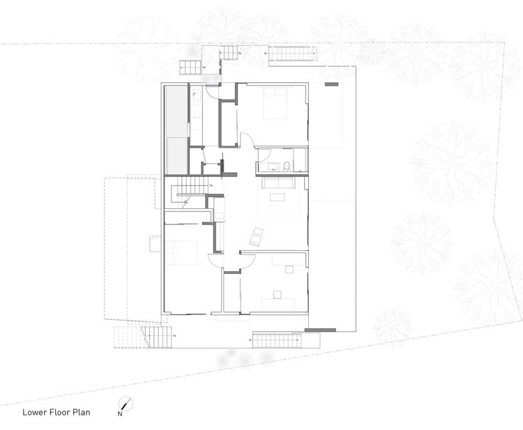 Nybyggd planritning ovanifrån modern villa i USA
