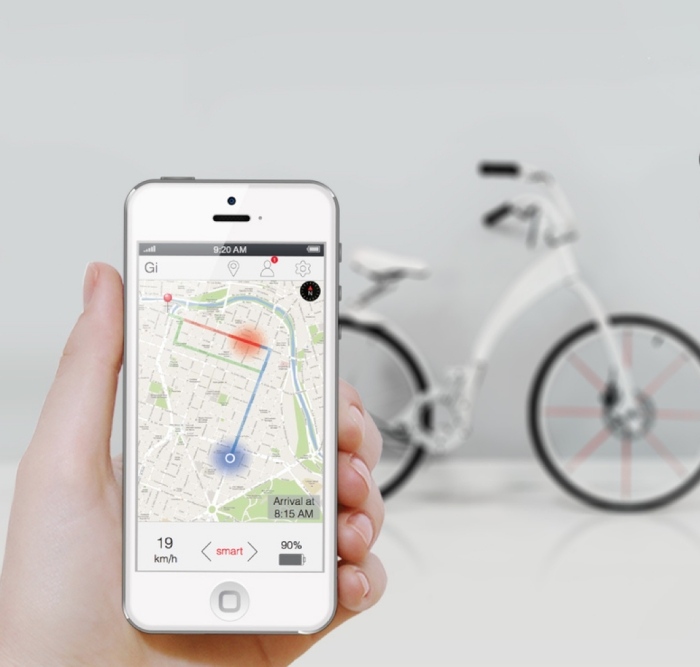 Cykeltrender-2014-elektrisk-GiApp-GPS-funktion-smart-e-cykel-med-hopfällbar-funktion-Bluetooth-anslutning