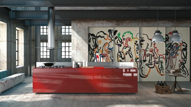 Färger kök graffiti rött kök ö italienska kök