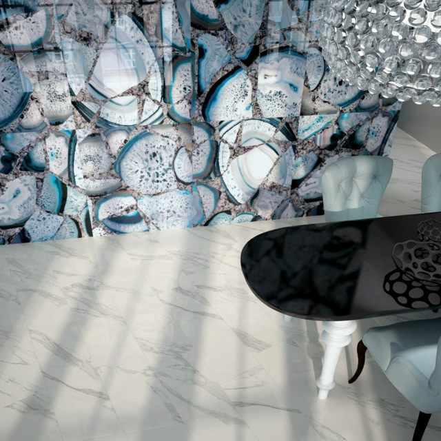 elegant matsal inrättade stolar marmorgolv