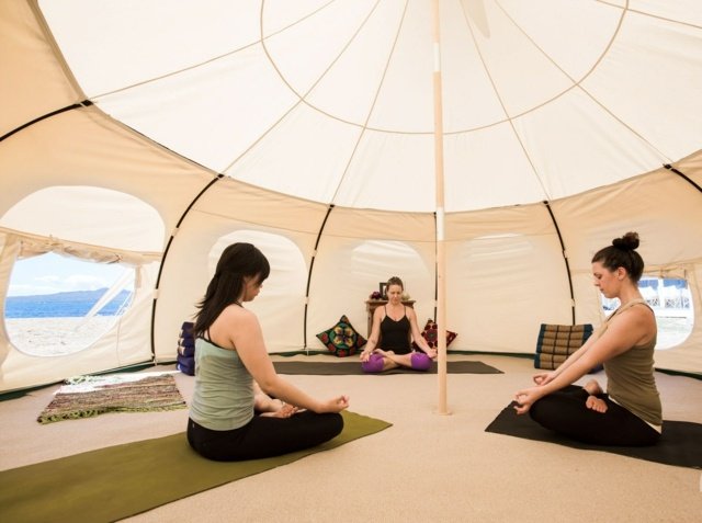 Yoga studio utomhus fitness tält 5 meter bred diameter