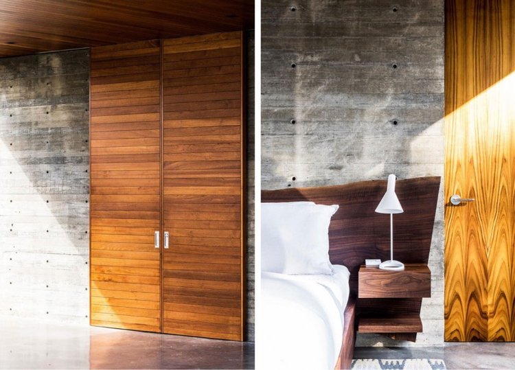 glas-hus-natur-skog-betong-trä-interiör-sovrum