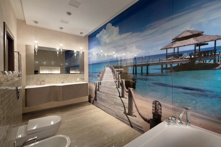 glas-istället-för-kakel-badrum-fototryckta-väggpaneler-karibiska-beige-golvplattor