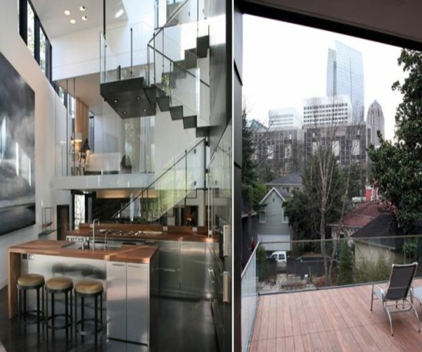 modern arkitektur - vardagsrum och balkong