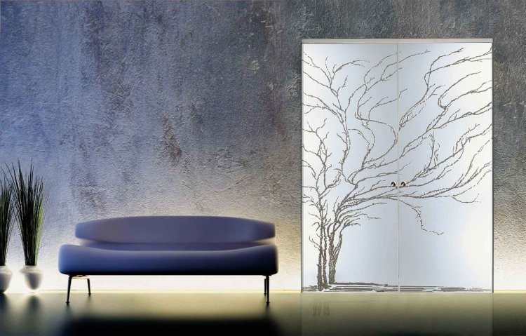 Glasdörrar inuti dubbelblad-träd-motiv-Albero
