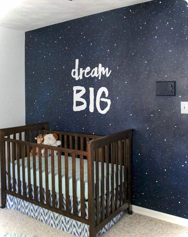 Måla väggar i barnrummet idéer väggfärg med glitter mörkblått