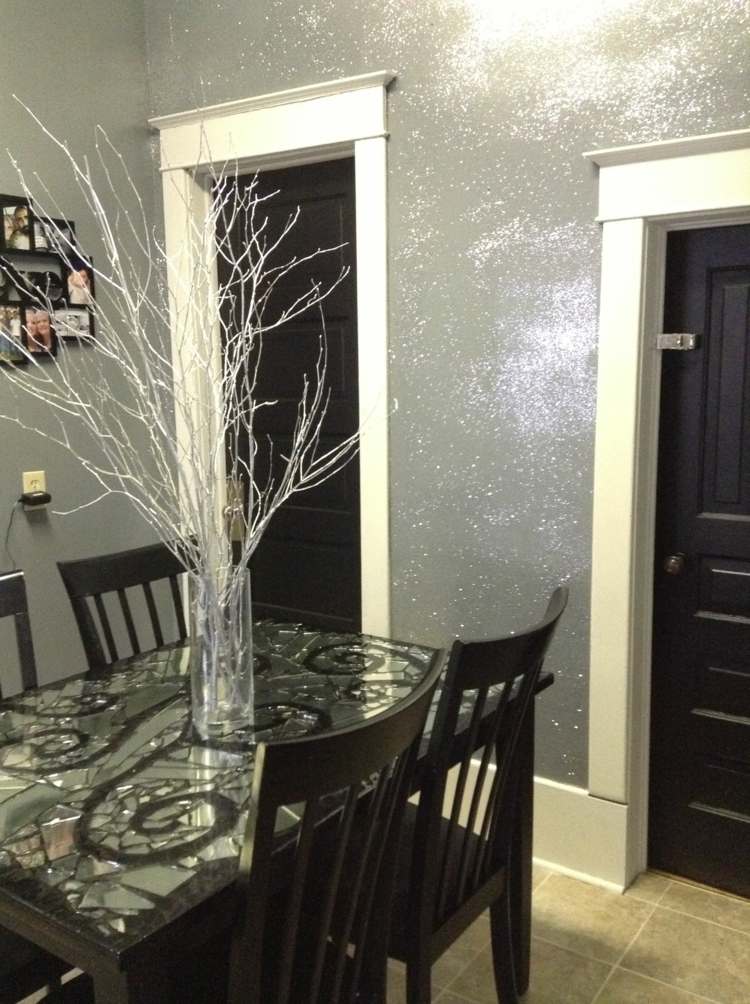 Matsal som dekorerar glitter väggfärgidéer målar väggar silver