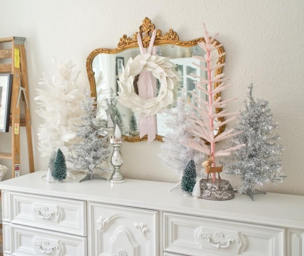 vit dekoration idéer vinter jul rosa silver