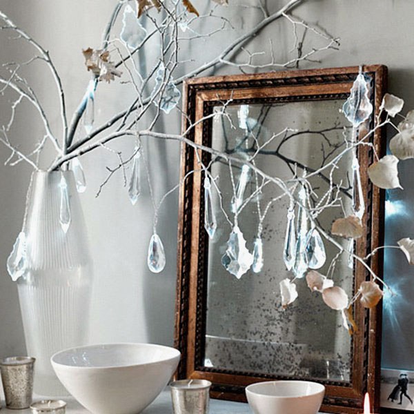 vit deco idéer vinter advent kristall prydnad smycken