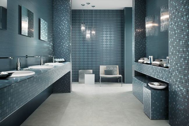 badrumsplattor atlas concorde mosaik spegeloptik blågrå