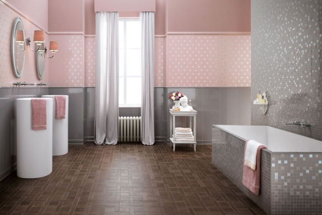 badrumsdesign kakel atlas concorde feminin italien rosa grå