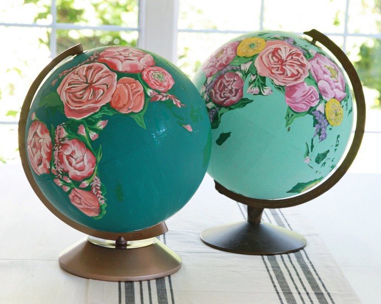 Globe dekoration blommor-målning-idéer-snygg