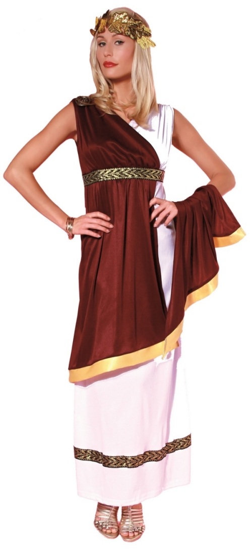 billiga karnevalskostymer damer romersk klänning lagerkrans