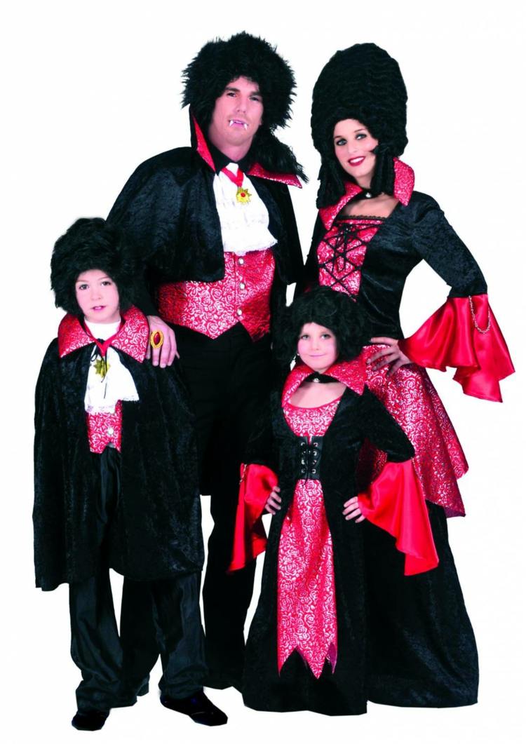 billiga karnevalskostymer barock vampyrfamilj svart röd
