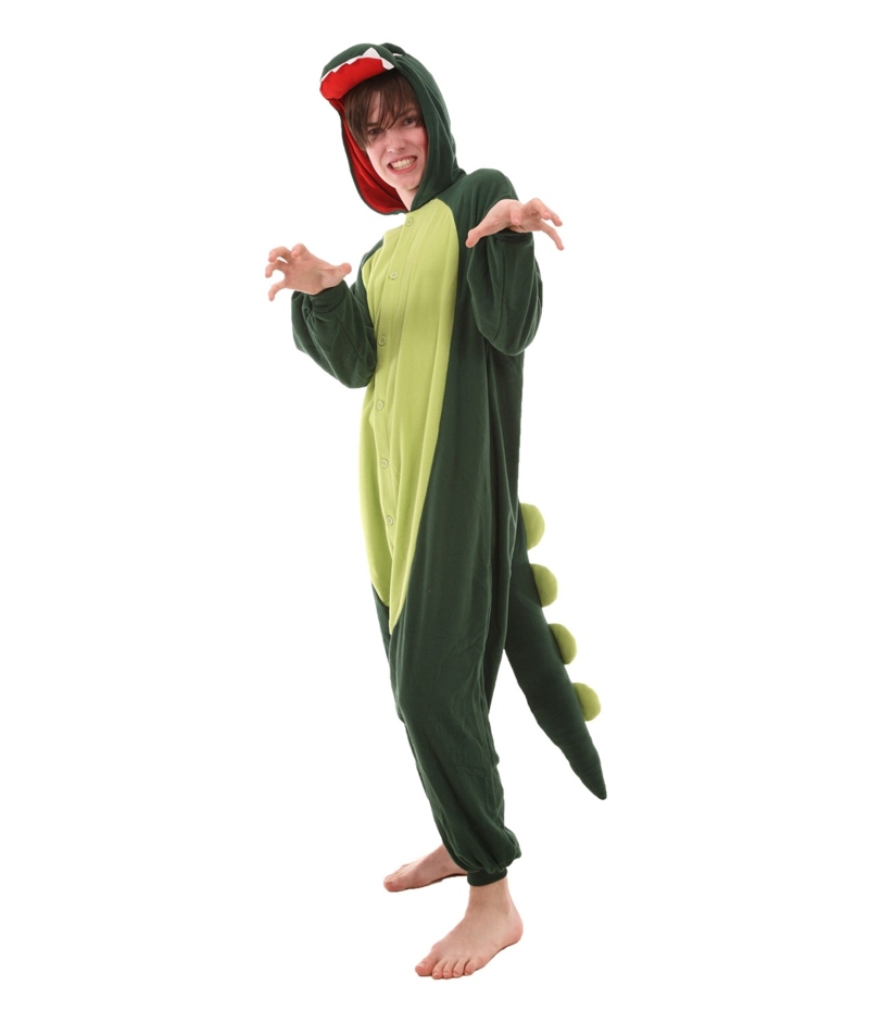 billiga karneval kostymer dinosaur gröna kläder svans