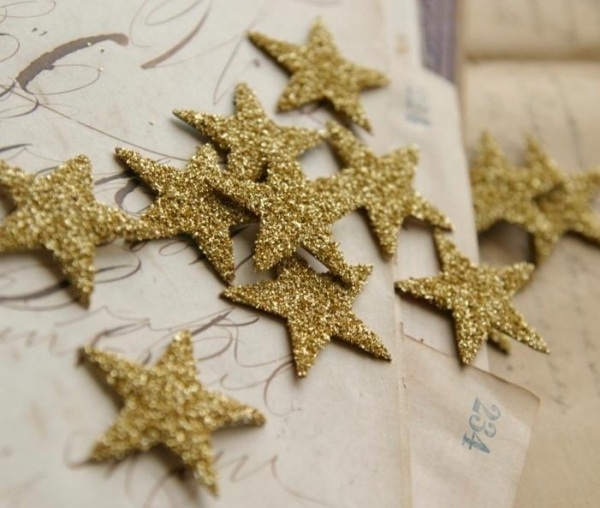 Juldekorera stjärna dekoration iriserande idéer brokad kartong