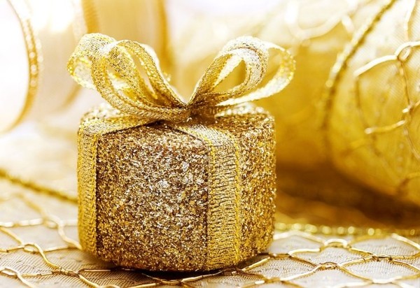 Golden Christmas Decoration-Glittering Brocade-Gift Ribbon Ribbon