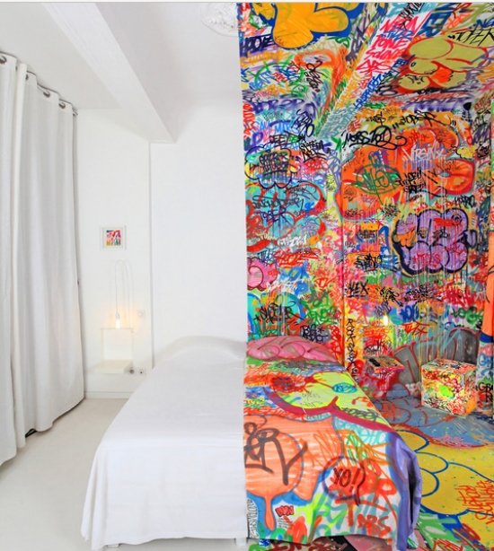 graffiti väggdekoration konst av gatan sängen delvis deco