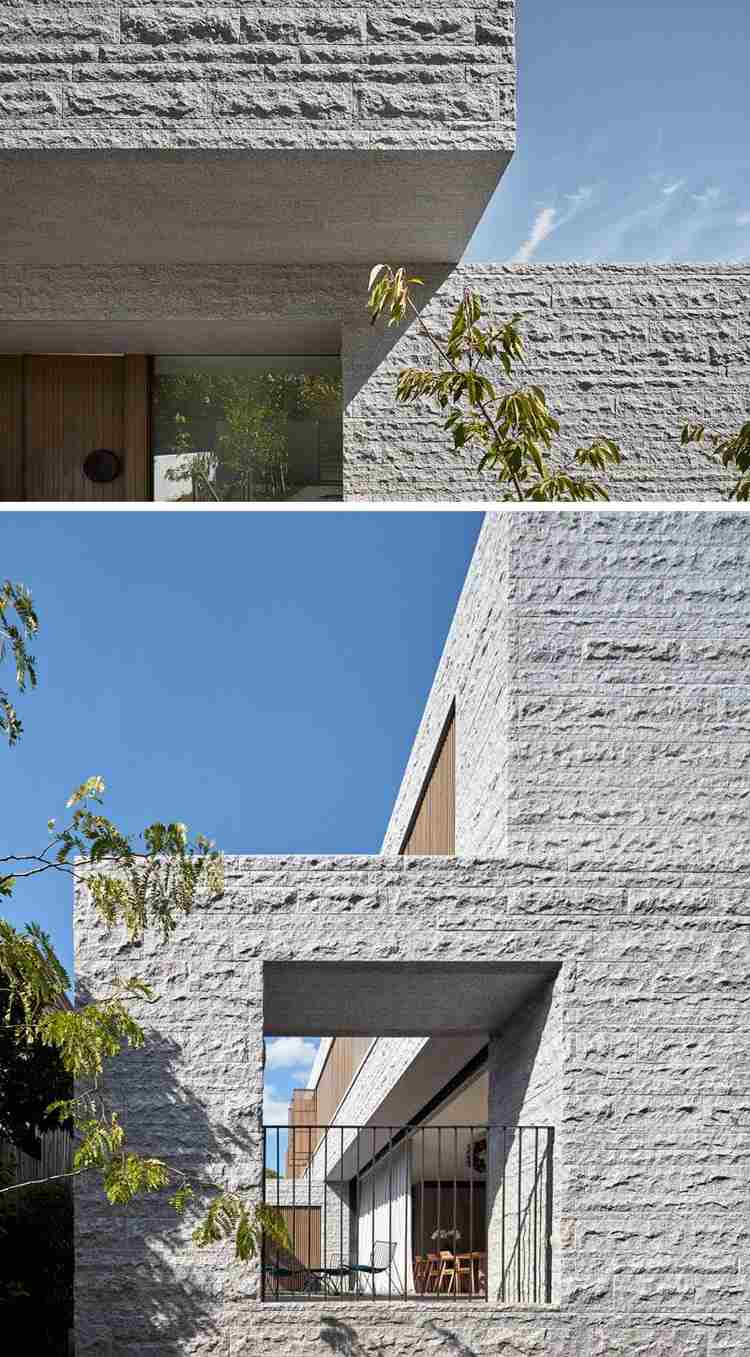 minimalistiskt hus granitplattor fasadterrass