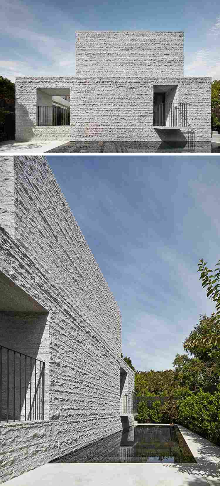 granit fasad minimalistisk hus design utomhuspool