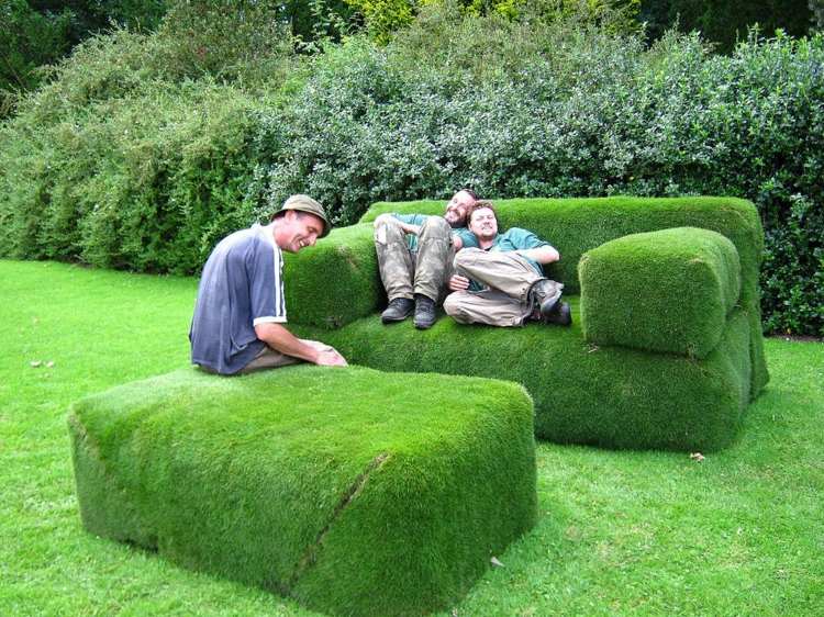 Bygg din egen gräs soffa pall-sittgrupp-trädgård