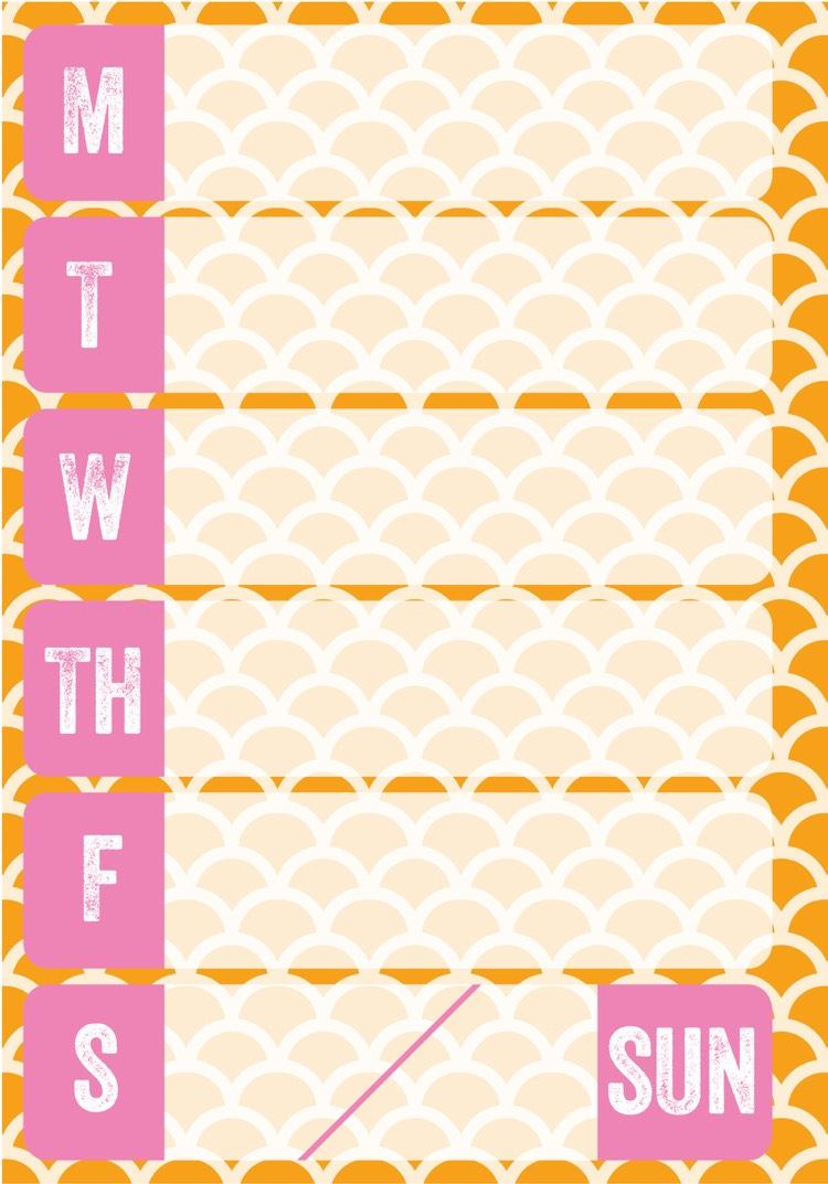 filofax-inlägg-personal-print-dagar-i-veckan-orange-rosa
