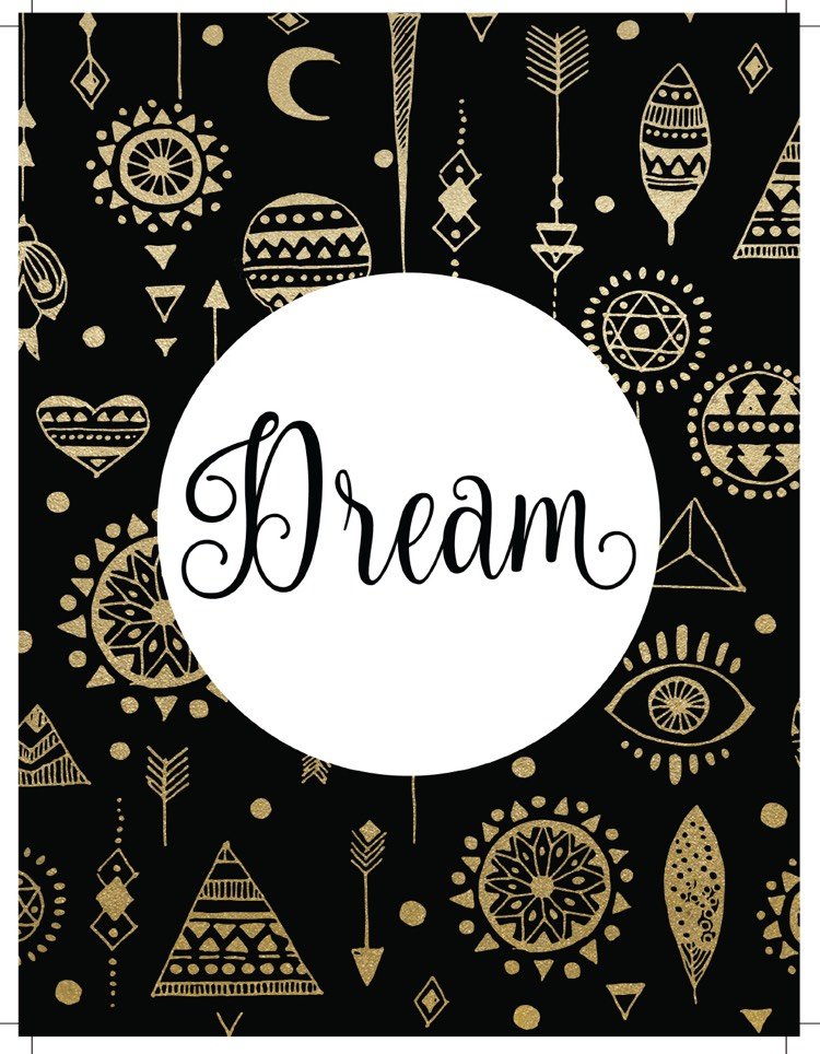filofax-insatser-A5-print-divider-dream catcher-svart-guld