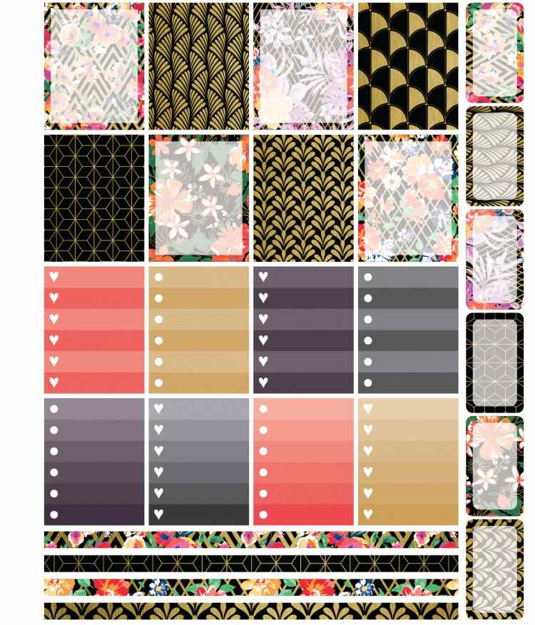 filofax-inlägg-A5-svart-guld-röd-blommig-