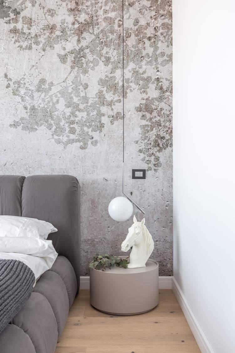 grå möbler sovrum deco vit modern hängande lampa