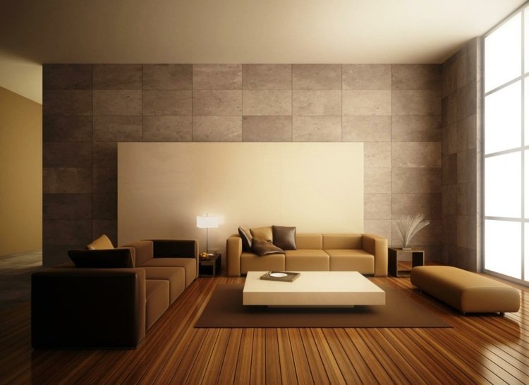grå kakel vägg vardagsrum parkett möbler modern