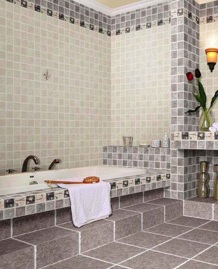 kakel grått litet format traditionell design interiör badrum golvkar