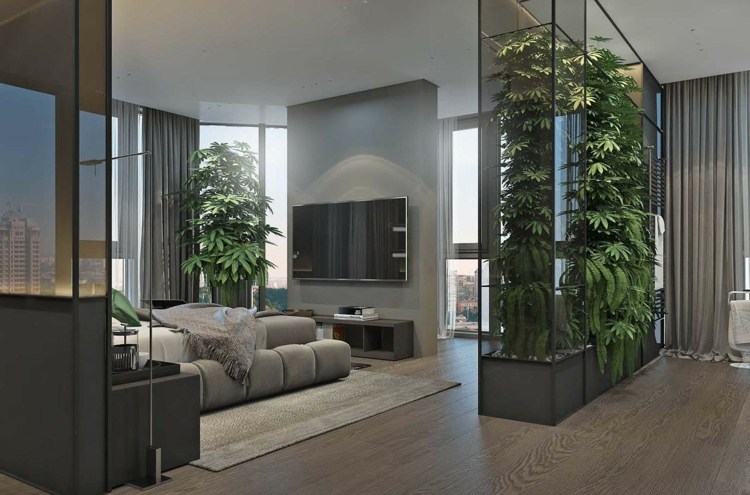 grå-möbler-rumsavdelare-växter-gröna-färger-laminat-golv