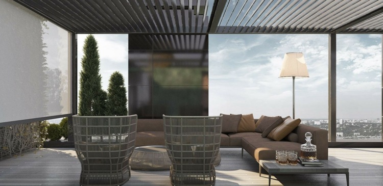 grå-möbler-utomhus-utsikter-panorana-fönster-front-lounge-pergola-solskydd