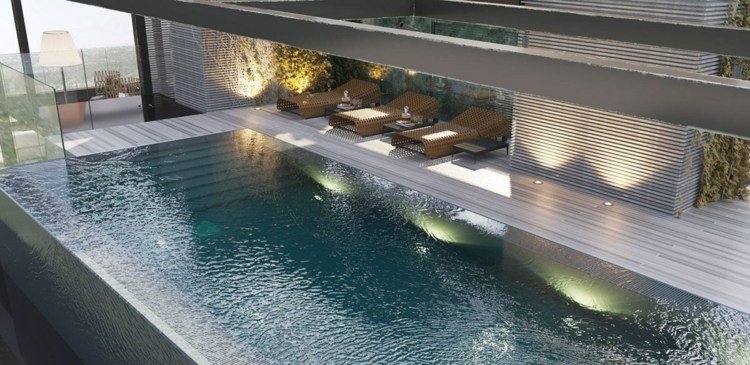 grå-möbler-lyx-lägenhet-belysning-takterrass-pool