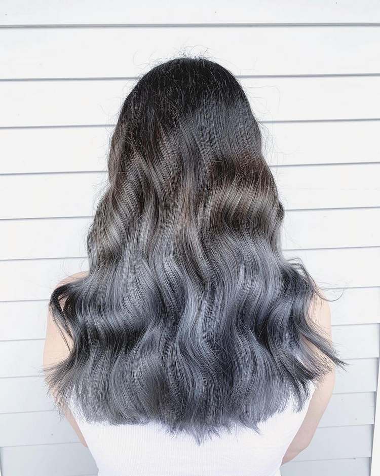 svart hårfärg ombre grå