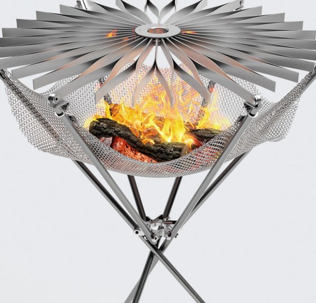 bärbar rostfritt stål grill kompakt form atmosfär av lägerelden