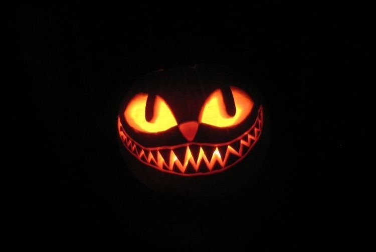 Cheshire Cat Pumpkin Face Carved Alice In Wonderland
