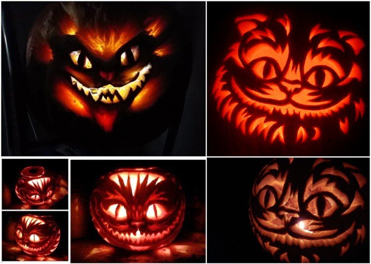 Cheshire Cat Pumpkin Halloween Carved Face Tim Burton