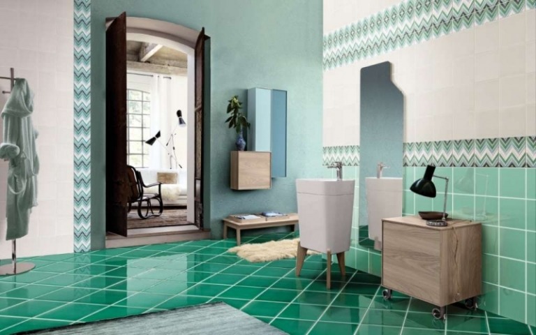 Gröna golvplattor-badrum-marockansk design